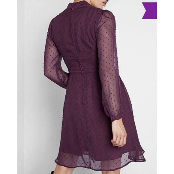 Modcloth Apogee of Elegance Swiss Dot Chiffon Burgundy Fit Flare Dress 6 AQ3513f - Picture 2 of 16